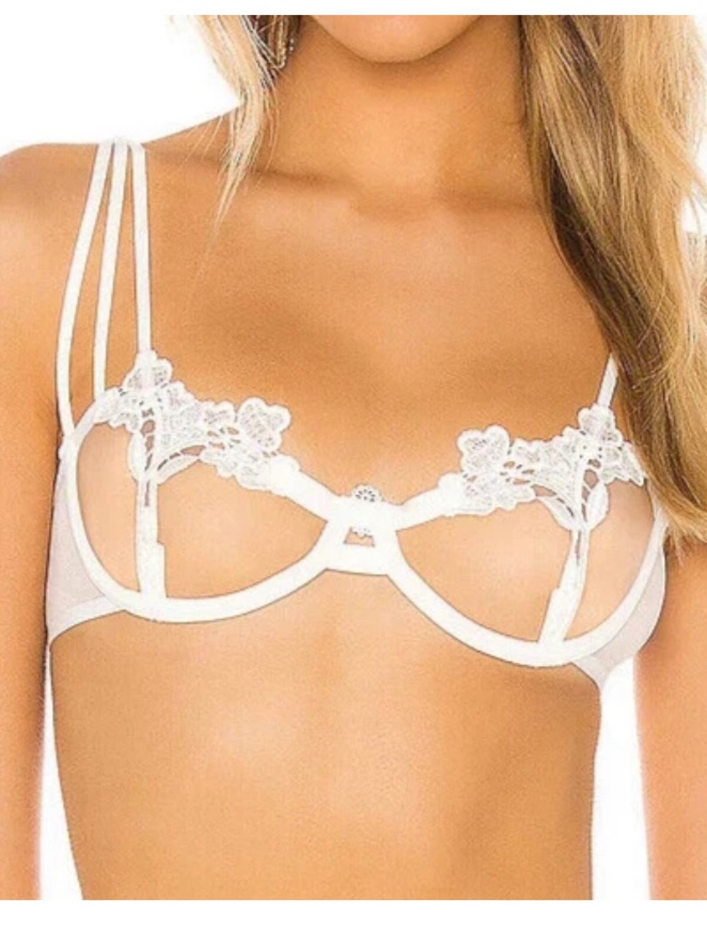NWT Bluebella White Lace Shelf Underwire Bra Floral Appliqué